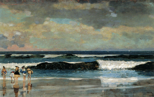 {{ product_title }} Fine Art Print | {{ product_vendor }} Jakero77 Winslow Homer On the Beach circa 1869 Women Seaside Waves Fine Art Print Art Print  Jakero77
