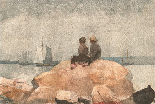 {{ product_title }} Fine Art Print | {{ product_vendor }} Jakero77 Winslow Homer Two Boys Watching Schooners Sailing 1880 Fine Art Print Art Print  Jakero77