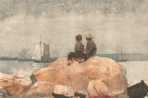 Winslow Homer Two Boys Watching Schooners Sailing 1880 Fine Art Print 17" x 22"