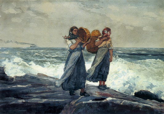 {{ product_title }} Fine Art Print | {{ product_vendor }} Jakero77 Winslow Homer A Fresh Breeze 1881 Two Women Walk Shore Fine Art Print Art Print  Jakero77