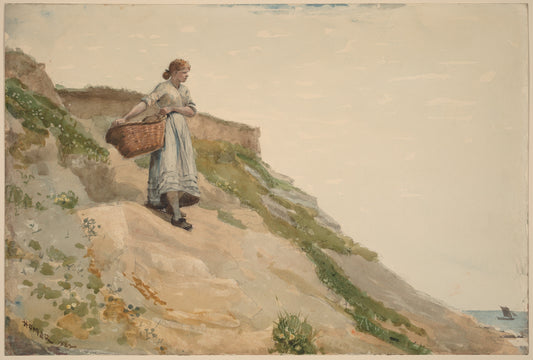{{ product_title }} Fine Art Print | {{ product_vendor }} Jakero77 Winslow Homer Girl Carrying a Basket 1882 Walking Hills Fine Art Print Art Print  Jakero77