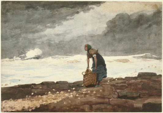 {{ product_title }} Fine Art Print | {{ product_vendor }} Jakero77 Winslow Homer Girl with Red Stockings 1882 Lobster Trap Fine Art Print Art Print  Jakero77