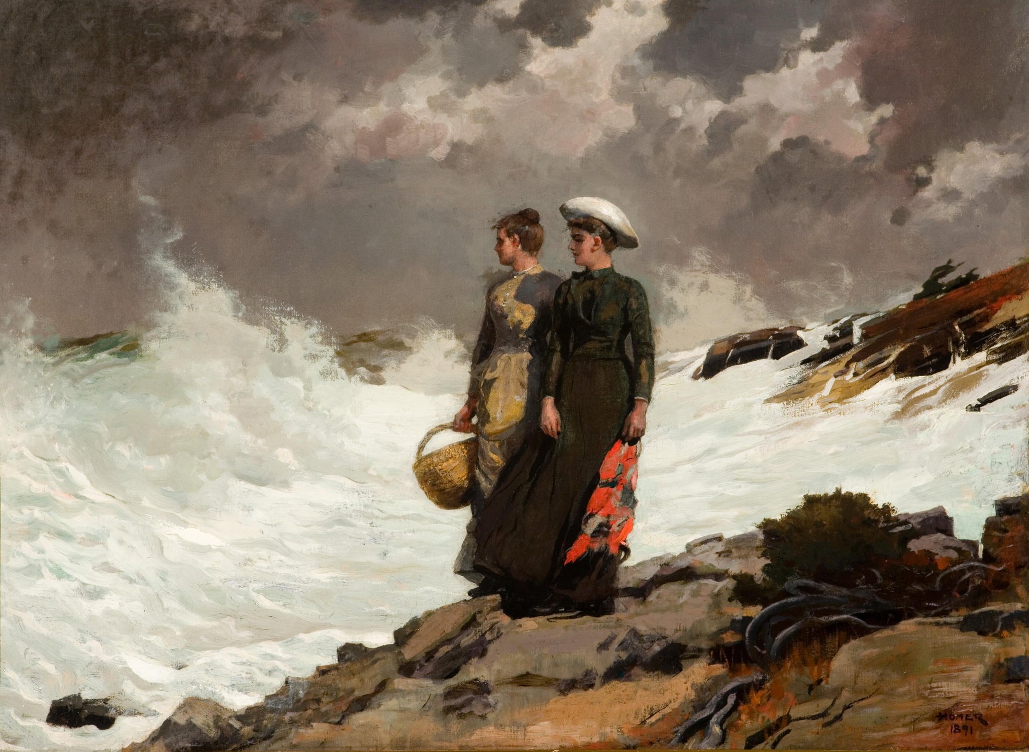 Winslow Homer Watching the Breakers 1891 Women Seaside Fine Art Print 17" x 22"