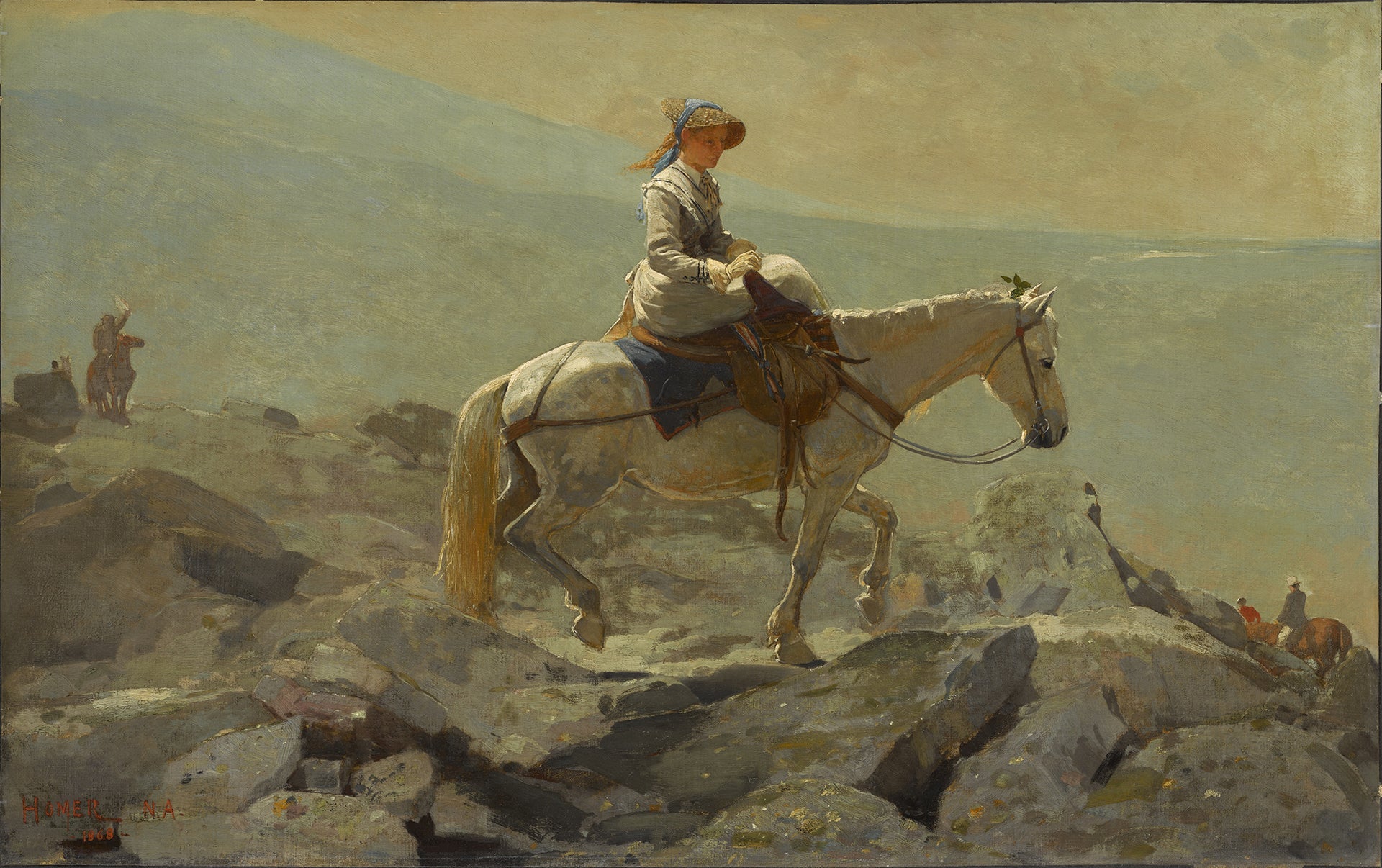 {{ product_title }} Fine Art Print | {{ product_vendor }} Jakero77 Winslow Homer The Bridle Path White Mountains 1868 Horseback Fine Art Print Art Print  Jakero77