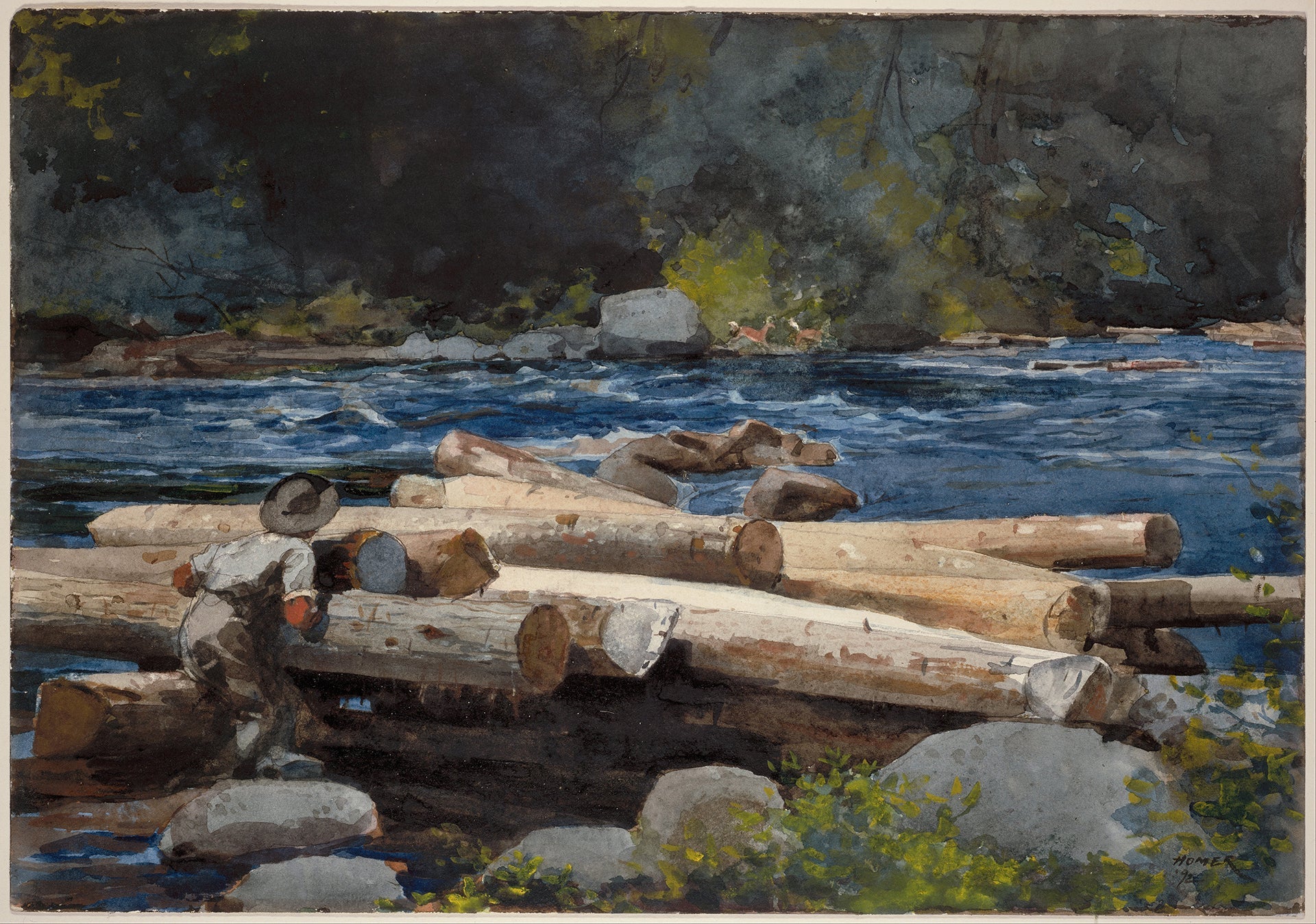 {{ product_title }} Fine Art Print | {{ product_vendor }} Jakero77 Winslow Homer Hudson River Logjam 1892 Lumberjack Work Fine Art Print Art Print  Jakero77