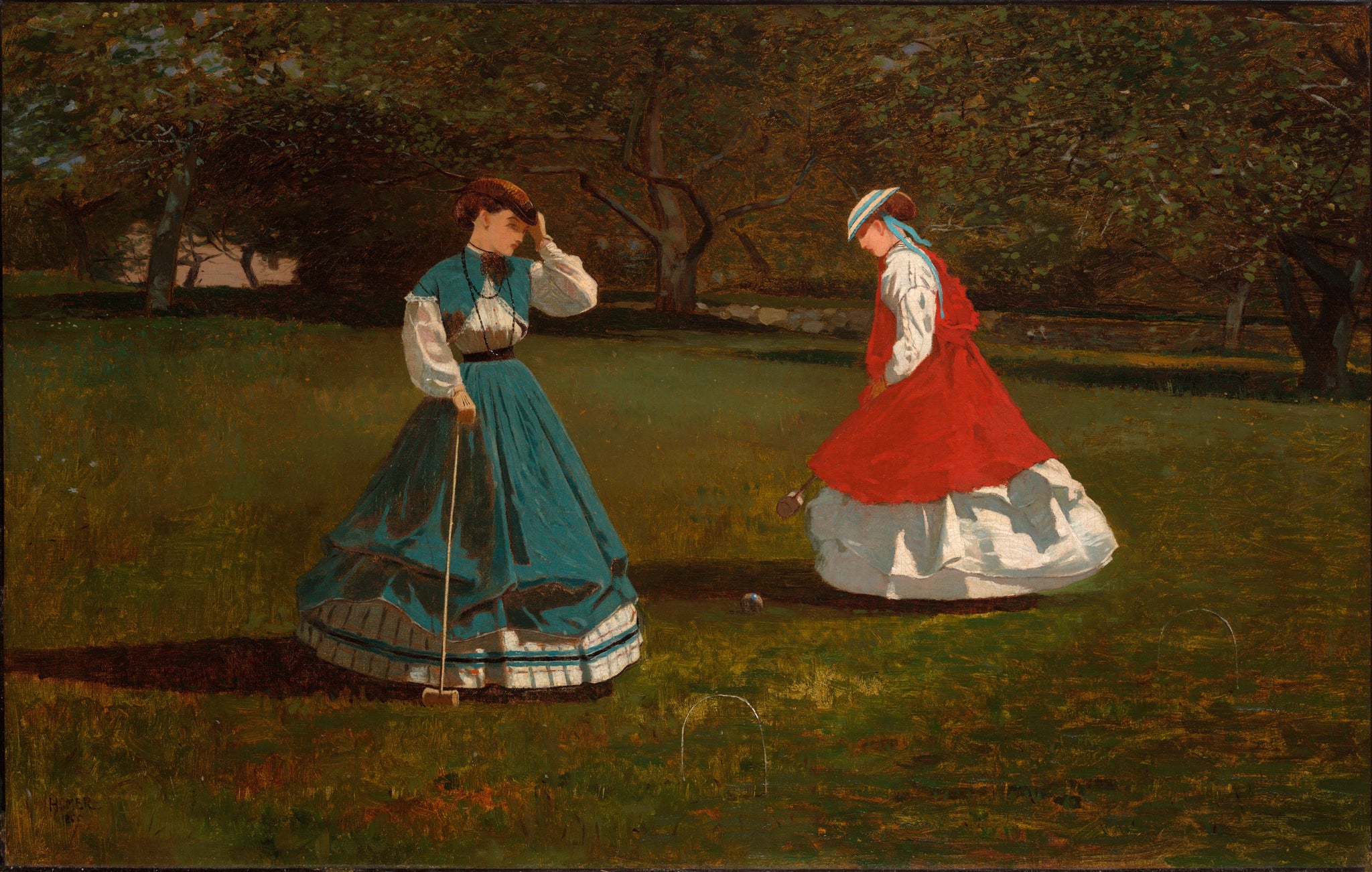 Winslow Homer A Game of Croquet 1866 Victorian Dresses Fine Art Print 17" x 22"