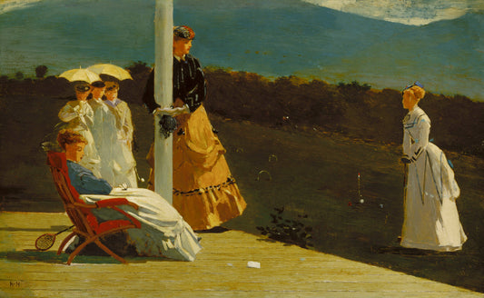 {{ product_title }} Fine Art Print | {{ product_vendor }} Jakero77 Homer Winslow Croquet Match 1868 Women Victorian Dresses Fine Art Print Art Print  Jakero77