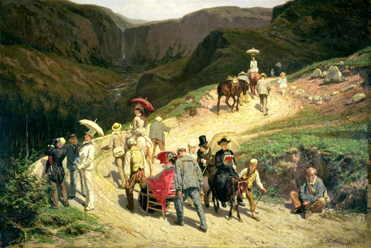 {{ product_title }} Fine Art Print | {{ product_vendor }} Jakero77 Konstantin Savitsky Travellers in Auvergne 1876 Journey Fine Art Print Art Print  Jakero77