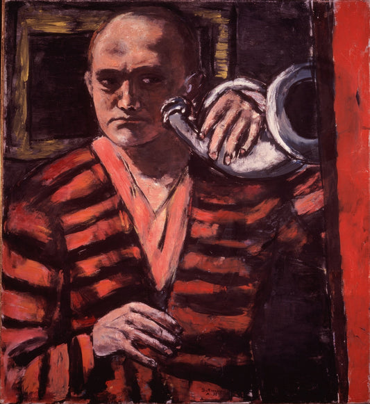 {{ product_title }} Fine Art Print | {{ product_vendor }} Jakero77 Max Beckmann Self Portrait with Horn 1938 Expressionism Fine Art Print Art Print  Jakero77
