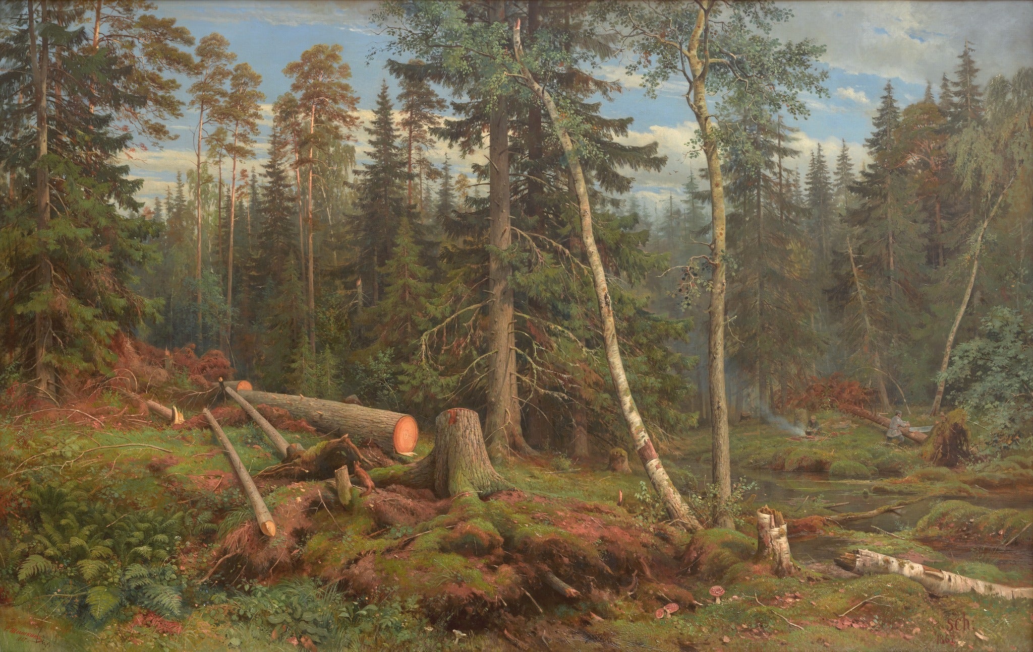 {{ product_title }} Fine Art Print | {{ product_vendor }} Jakero77 Ivan Shishkin Lumbering 1867 Russian Forest Trees Landscape Art Print Art Print  Jakero77