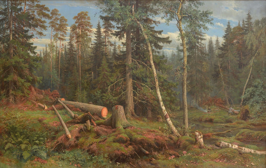 {{ product_title }} Fine Art Print | {{ product_vendor }} Jakero77 Ivan Shishkin Lumbering 1867 Russian Forest Trees Landscape Art Print Art Print  Jakero77