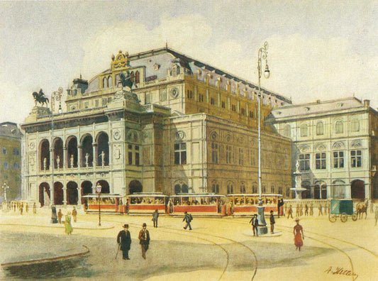 {{ product_title }} Fine Art Print | {{ product_vendor }} Jakero77 Adolf Hitler Vienna State Opera House 1912 Watercolor Architecture Fine Art Print Art Print  Jakero77