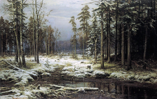{{ product_title }} Fine Art Print | {{ product_vendor }} Jakero77 Ivan Shishkin First Snow 1875 Russian Forest in Winter Fine Art Print Art Print  Jakero77
