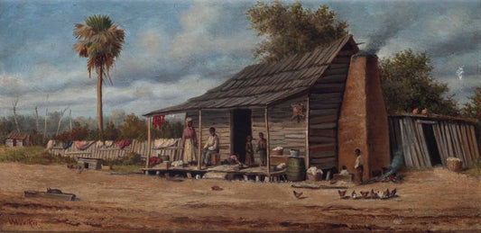 {{ product_title }} Fine Art Print | {{ product_vendor }} Jakero77 William Aiken Walker Cabin with Figures 1890s Colonial Fine Art Print Art Print  Jakero77