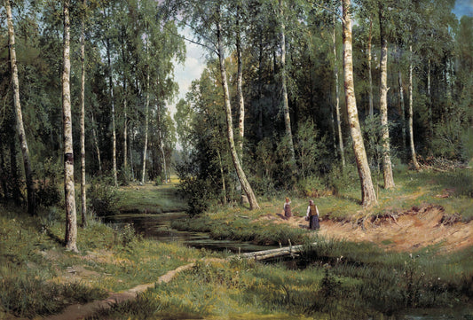 {{ product_title }} Fine Art Print | {{ product_vendor }} Jakero77 Ivan Shishkin Brook in a Birch Forest 1883 Russian Landscape Art Print Art Print  Jakero77
