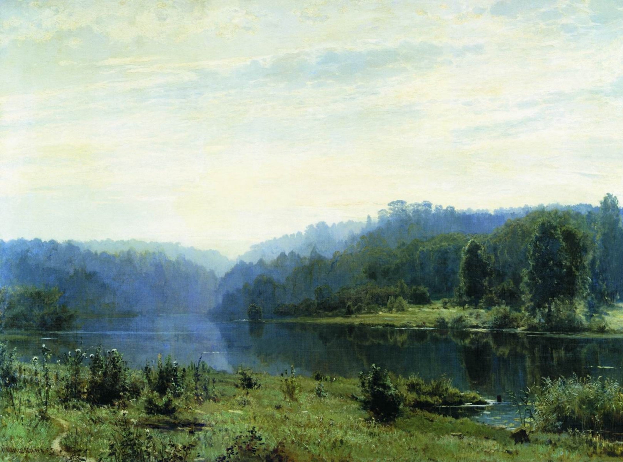 {{ product_title }} Fine Art Print | {{ product_vendor }} Jakero77 Ivan Shishkin Foggy Morning 1885 Russian Landscape Tree Fine Art Print Art Print  Jakero77