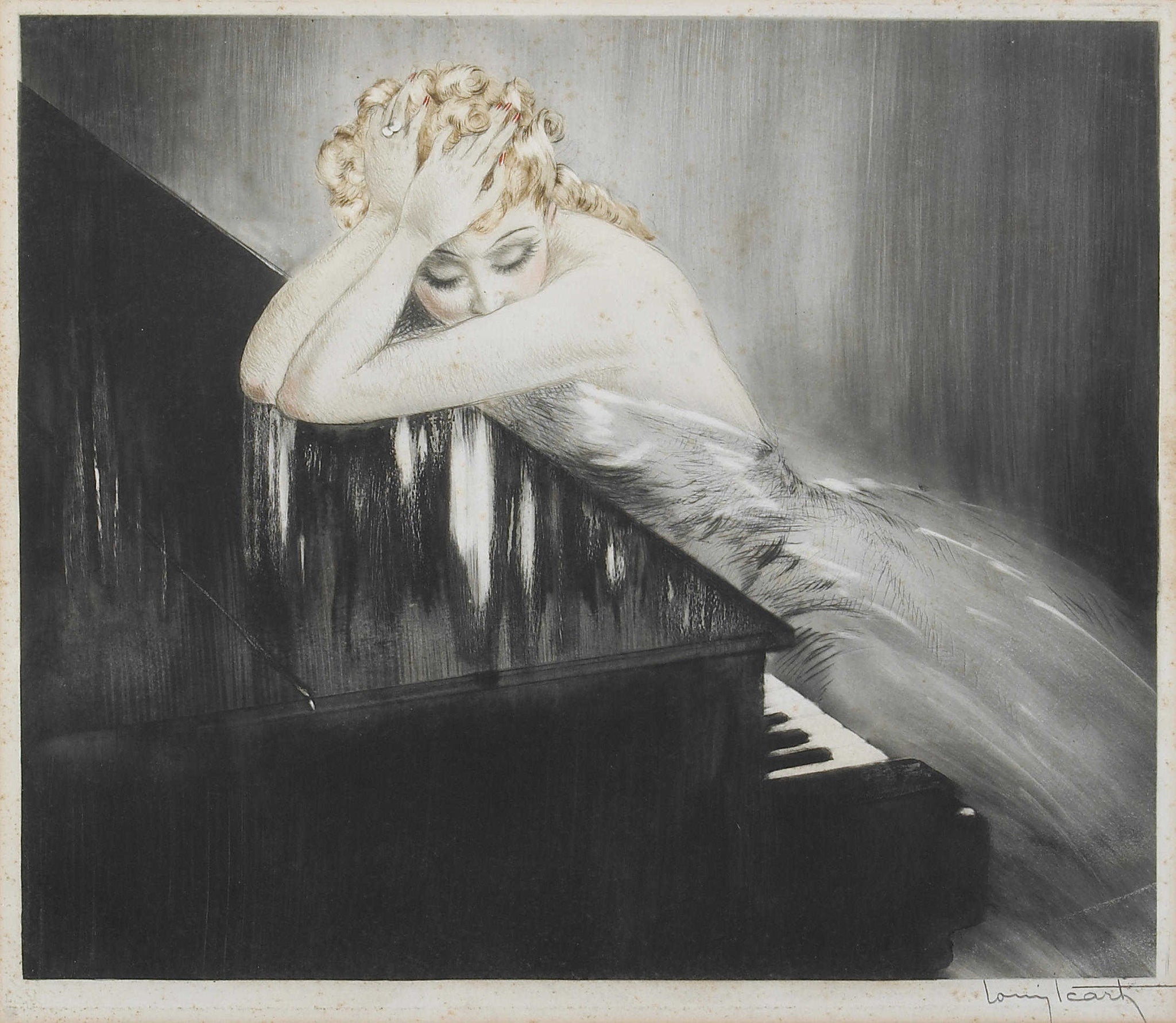 Louis Icart The Waltz Dream 1938 Woman at Grand Piano Fine Art Print 17" x 22"