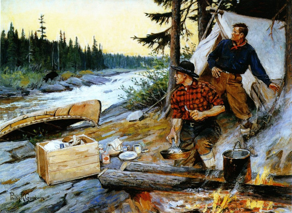 Philip R Goodwin An Interrupted Meal 1910s Hunting Camp Fine Art Print 17" x 22"