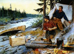 Philip R Goodwin An Interrupted Meal 1910s Hunting Camp Fine Art Print 17" x 22"