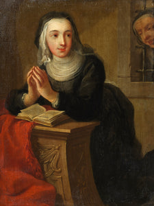 Martin van Meytens Kneeling Nun with Man Watching 1731 Fine Art Print 17" x 22"