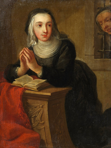 Martin van Meytens Kneeling Nun with Man Watching 1731 Fine Art Print 17" x 22"