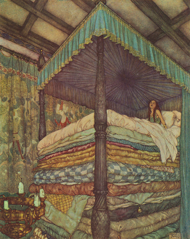 Edmund Dulac The Princess and the Pea 1911 Stacked Bed Fine Art Print 17" x 22"
