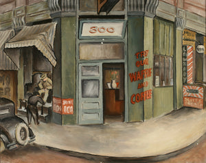 Kamekichi Tokita Seattle Street Corner 1936 Waffle Coffee Fine Art Print 17"x22"