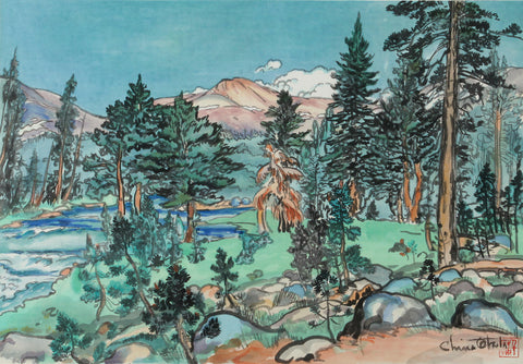 Chiura Obata Clouds Upper Lyell Trail Along Fork 1930 Fine Art Print 17" x 22"