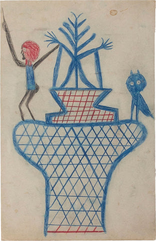 Bill Traylor Untitled Basket Man and Owl circa 1939 Fine Art Print 17" x 22"