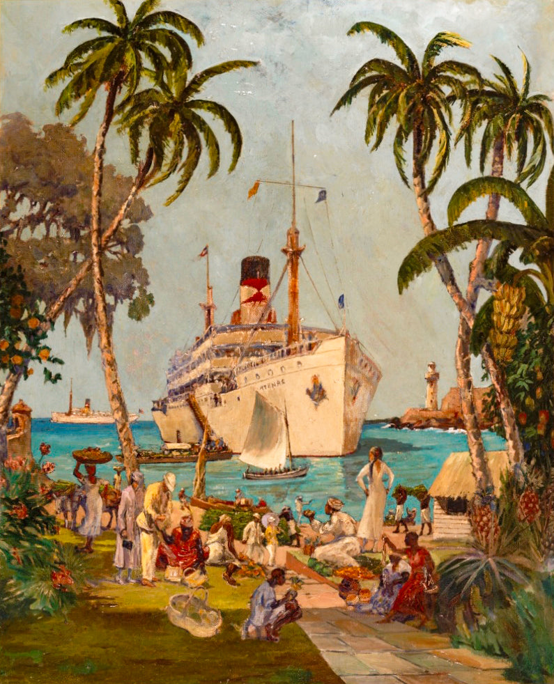 William Woodward SS Atenas Moored at Old Havana Harbor 1905 Art Print 17" x 22"