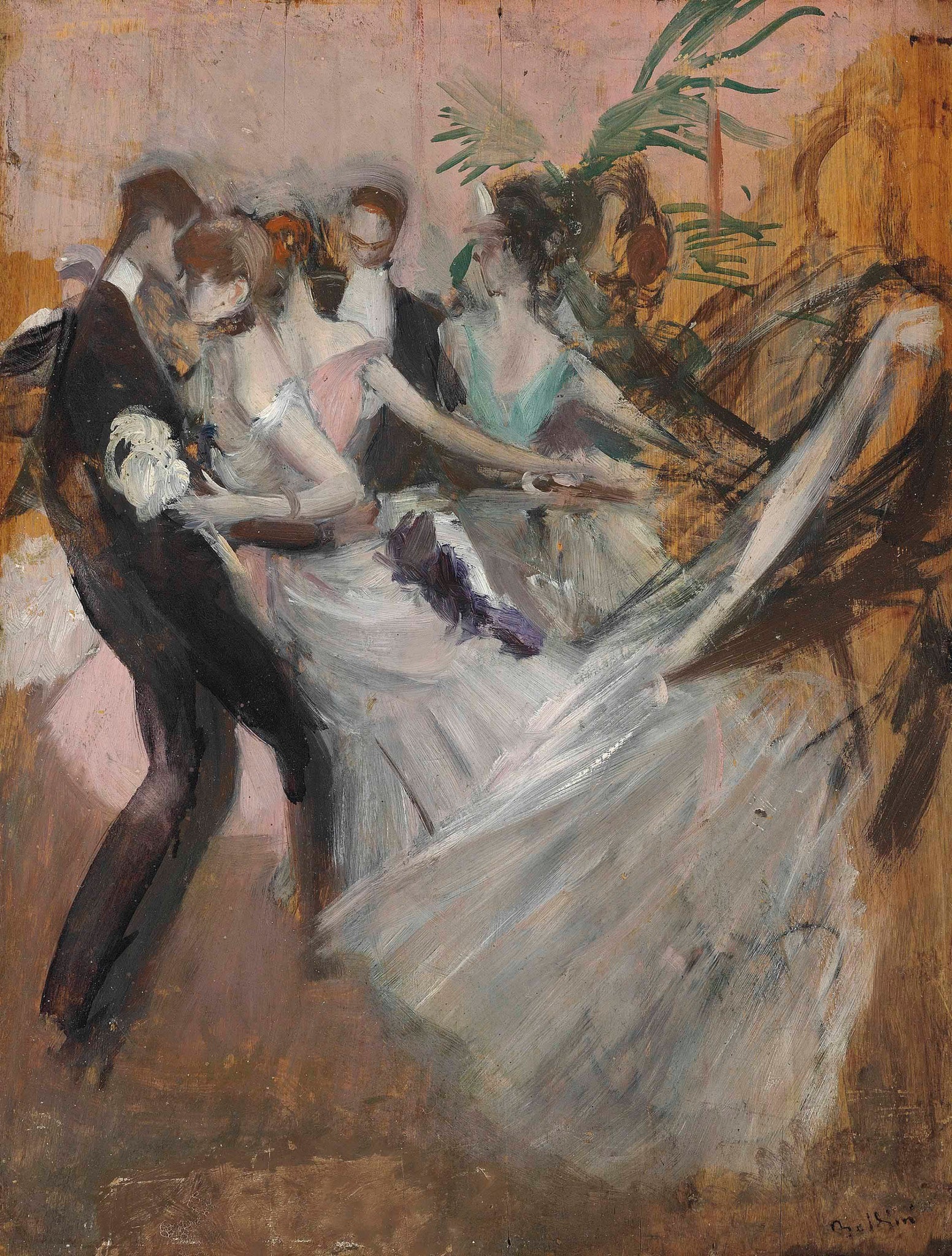 Giovanni Boldini Al Ballo 1920s Fashionable Wedding Dance Fine Art Print 17"x22"