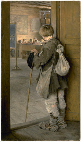 Nikolay Bogdanov Belsky At the School Door 1897 Russian Fine Art Print 17" x 22"