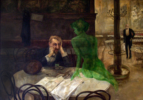 Viktor Oliva The Absinthe Drinker 1901 Green Fairy Woman Fine Art Print 17"x22"