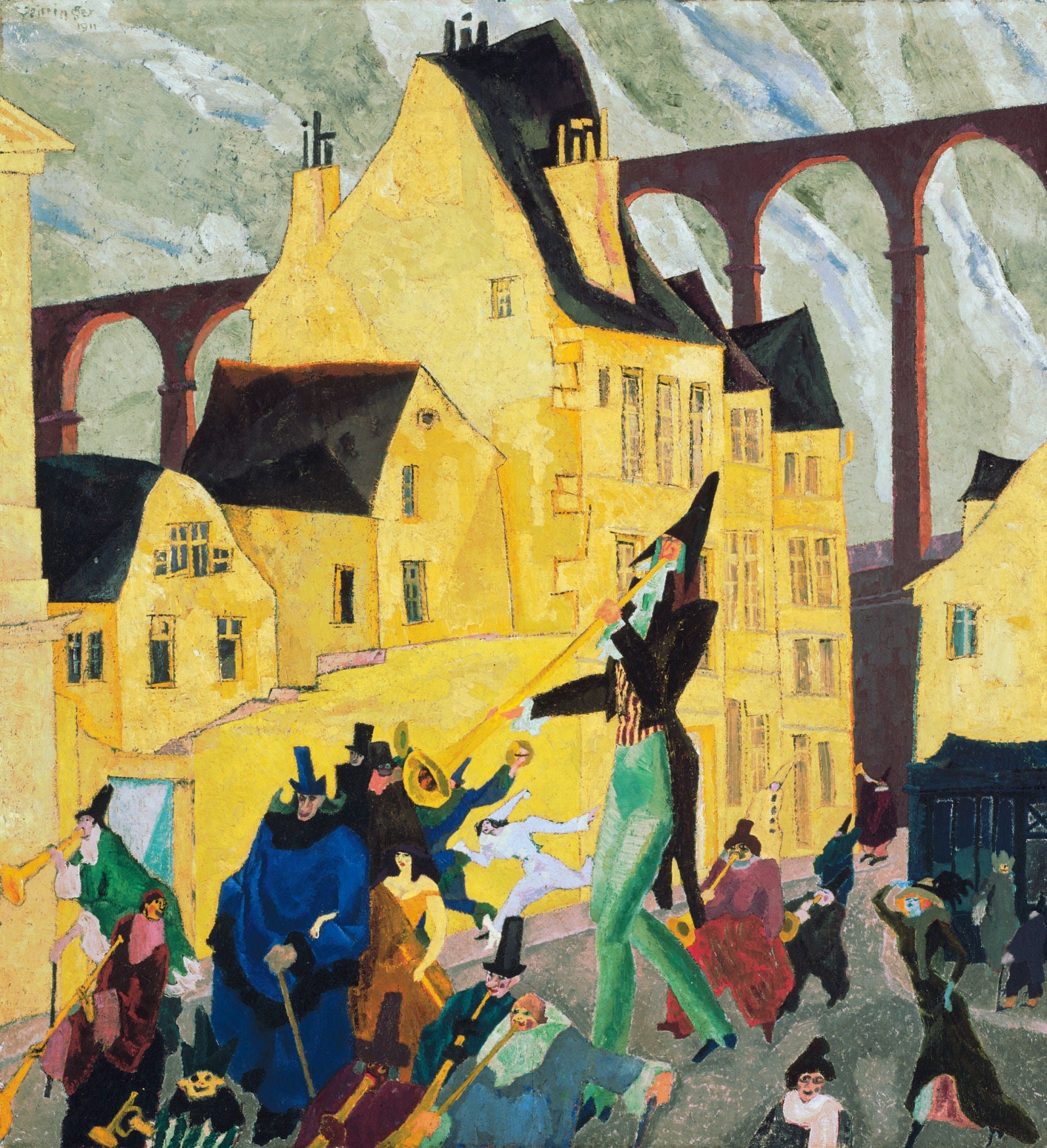 {{ product_title }} Fine Art Print | {{ product_vendor }} Jakero77 Lyonel Feininger Carnival in Acrueil 1911 Paris France Fine Art Print Art Print  Jakero77