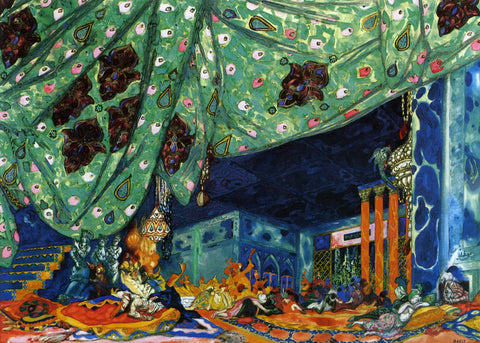 Leon Bakst Setting for Scheherazade 1917 Arabian Nights Fine Art Print 17" x 22"
