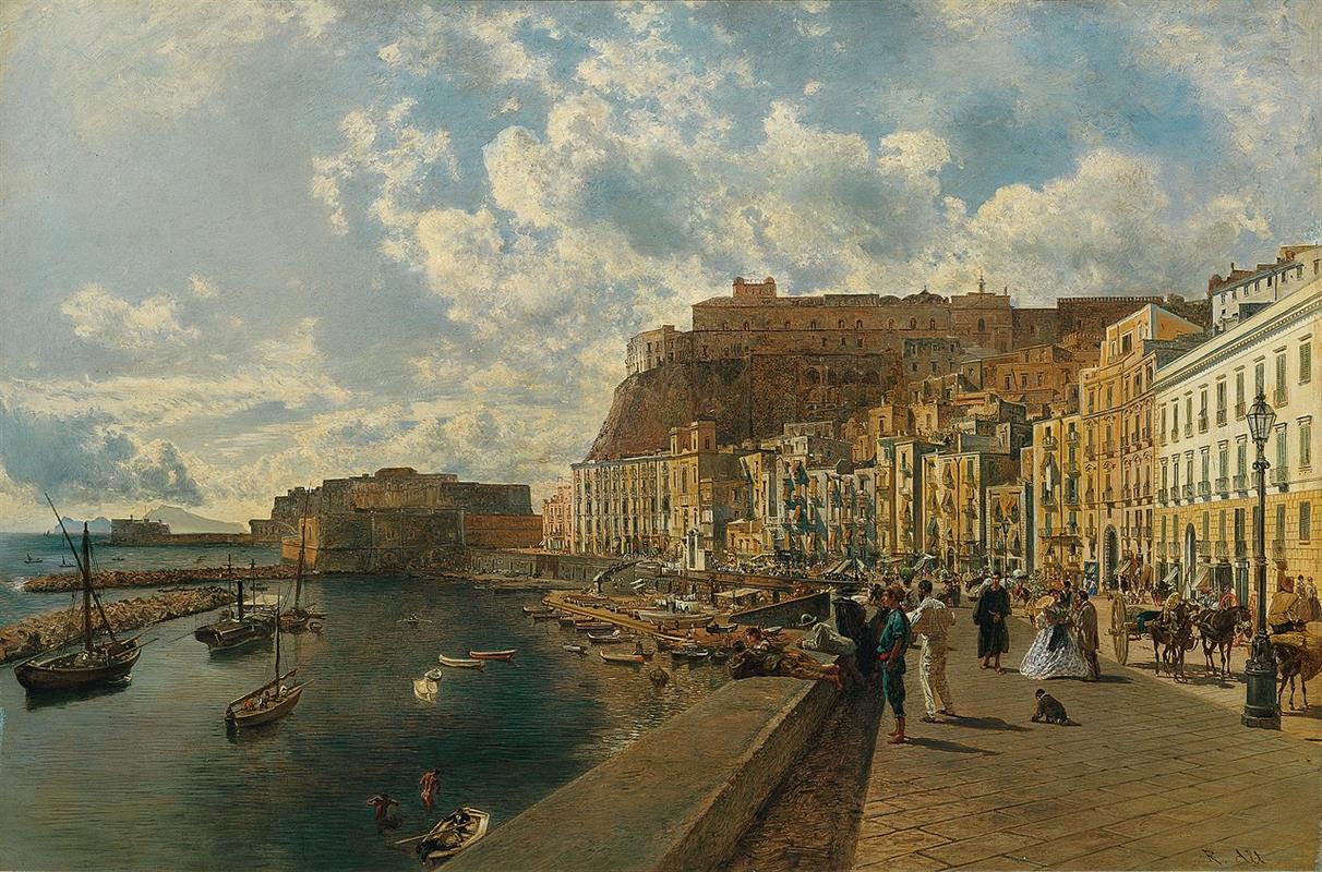 Rudolf von Alt On the beach of Santa Lucia in Naples 1867 Fine Art Print