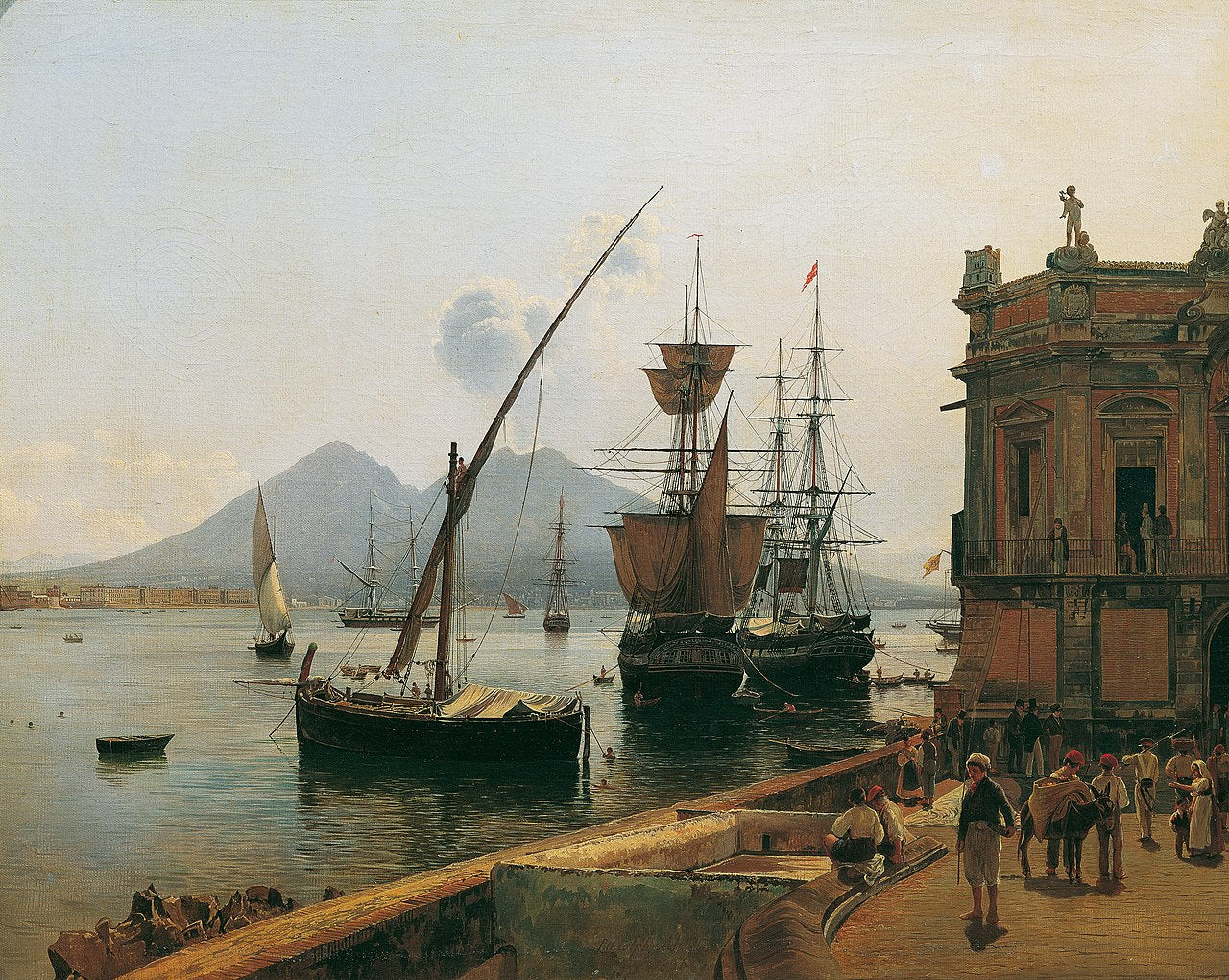 Rudolf von Alt The port of Naples with Vesuvius 1836 Fine Art Print
