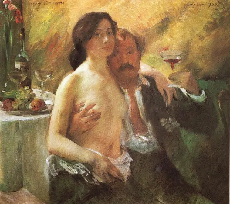 Lovis Corinth Self-Portrait with His Wife and a Glass of Champagne 1902 Fine Art Print