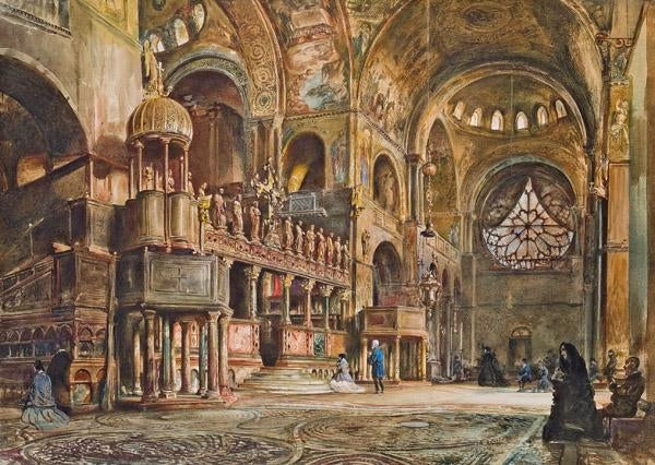 Rudolf von Alt The interior of San Marco in Venice 1874 Fine Art Print