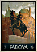 Padova Northern Italy Donatello Statue Vintage Style 1930 Fine Art Print