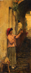 John William Waterhouse A Neapolitan Flax Spinner 1877 Fine Art Print