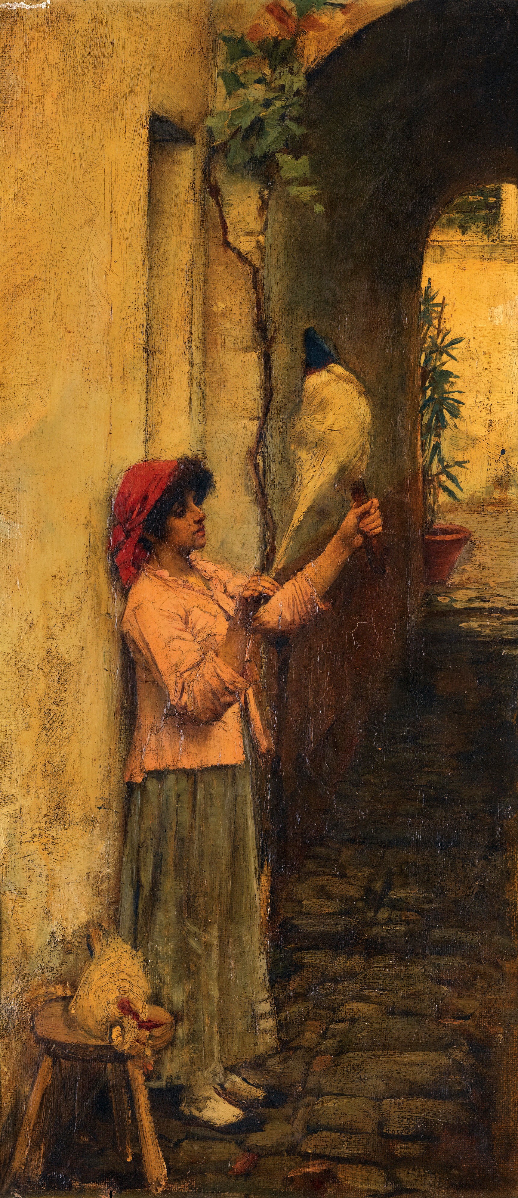 John William Waterhouse A Neapolitan Flax Spinner 1877 Fine Art Print