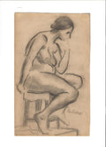 Ilya Mashkov Nude On A Stool In Rodin's Pose 1913 Fine Art Print