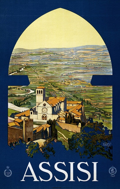 Assisi Italy Vintage Travel Poster Italian 1920 Fine Art Print