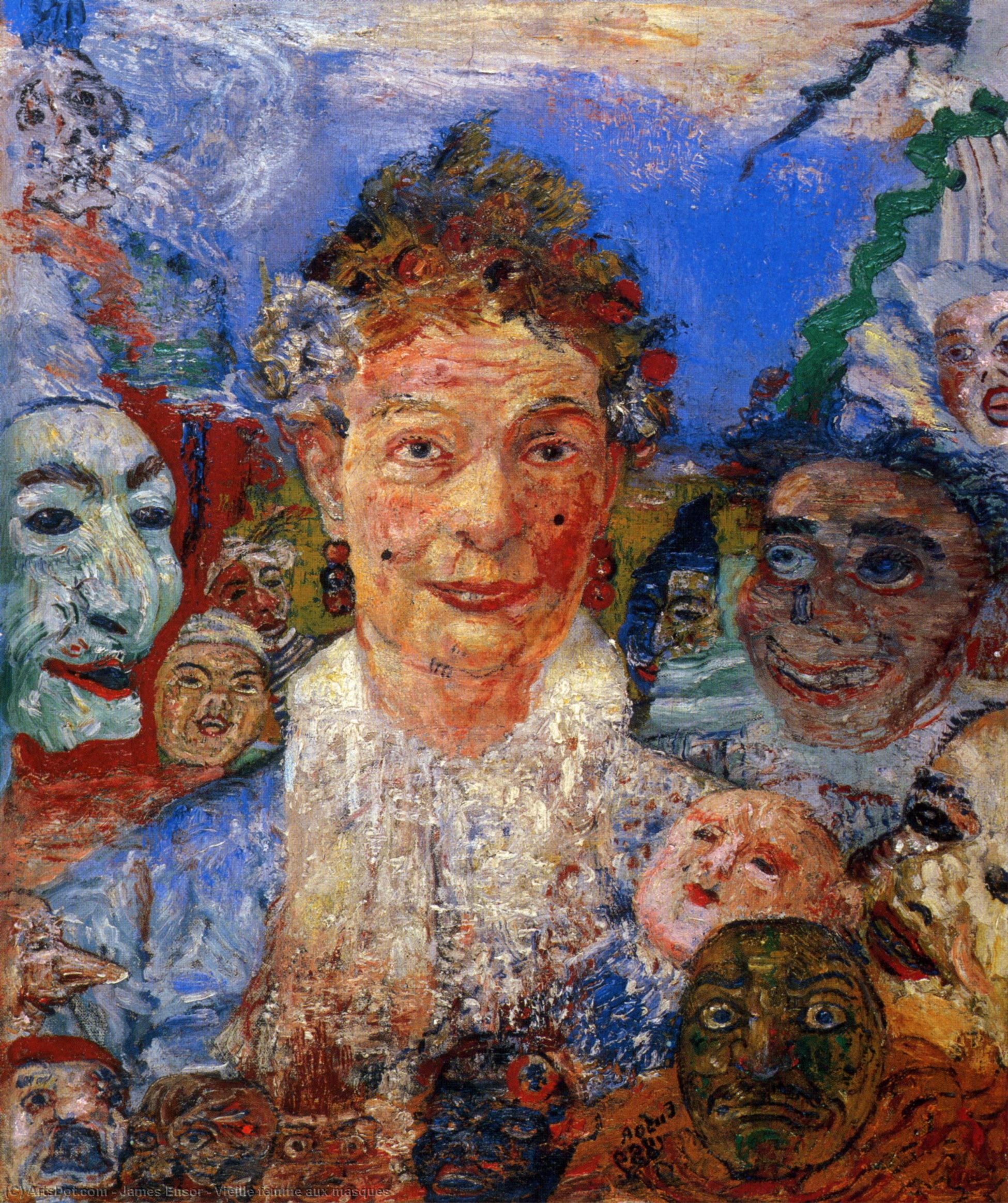 James Ensor Old Woman with Masks (Theatre of Masks) 1889 Fine Art Print