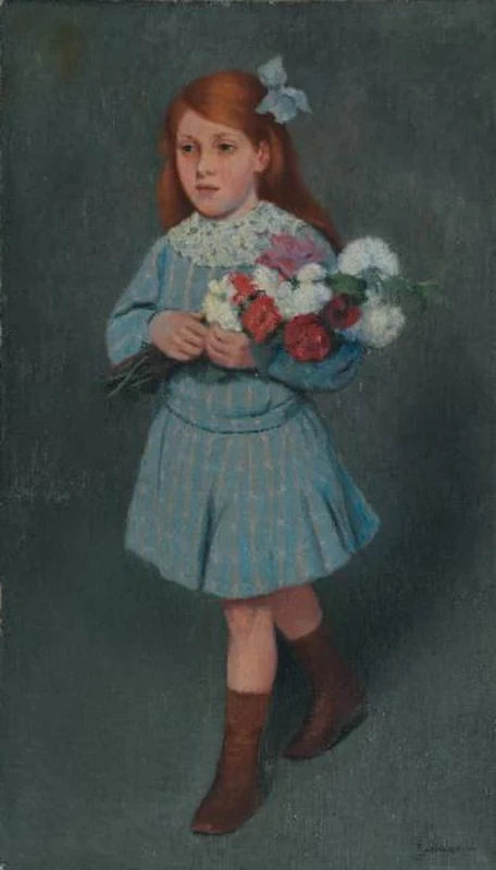 Federico Zandomeneghi Girl Holding Flowers 1910 Fine Art Print