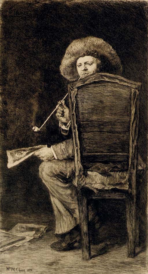 William Merritt Chase A Seated Gentleman Smoking a Pipe 1875 Fine Art Print