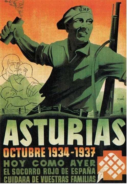 Asturias Rojo España Spanish Civil War Vintage 1937 Fine Art Print