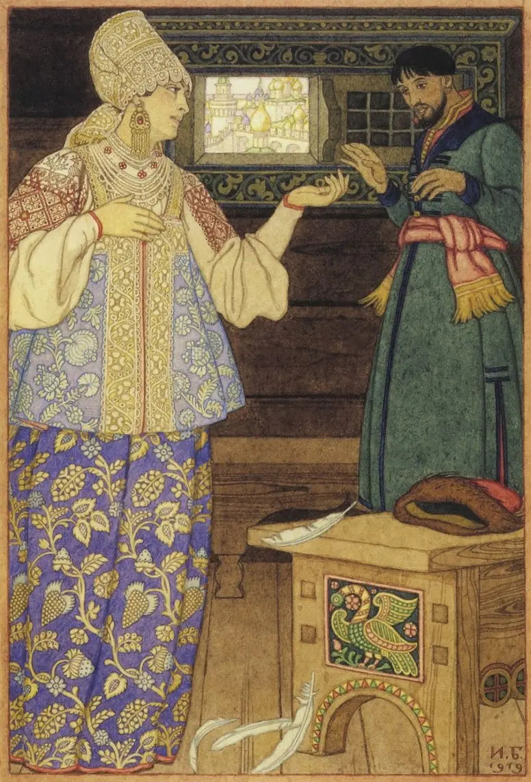 Ivan Bilibin Andrew-Shooter and Strelchiha 1900 Fine Art Print
