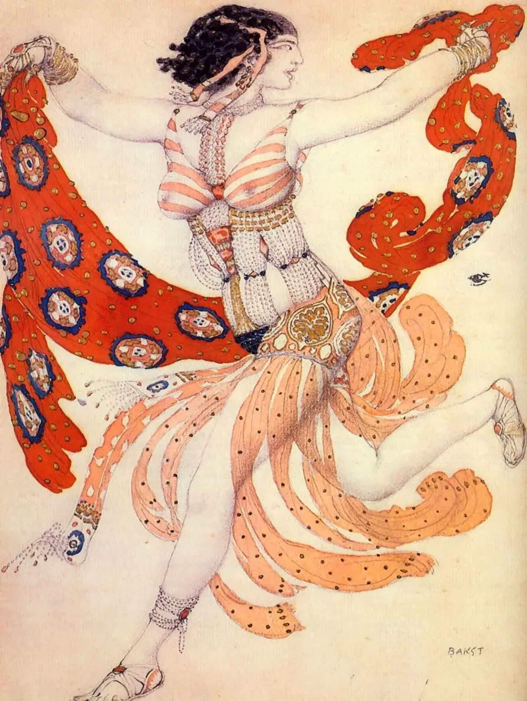 Leon Bakst Costume Design for the Ballet "Cleopatra" 1909 Fine Art Print